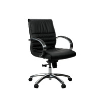 Franklin Executive Office Desk Chair Leather Seat with Armrest Medium Back Black