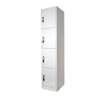 4 Door Metal Locker Office Storage Cabinet Steel School Lockable Light Grey GOPHD-LK04S
