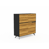 Lux Novaro 4 Door Cabinet Office Furniture Storage Zebrano Black 1225 x 425 x 1250mm