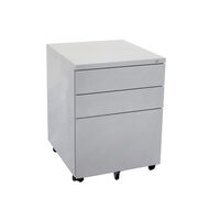 Rapidline Steel Mobile Pedestal Storage Shelf Lockable Under Desk Drawers Precious Silver GMP3