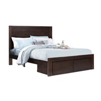 Homefurn King Bed with Drawers Queenstown NZ Pine Timber Mocha 3011 QKD