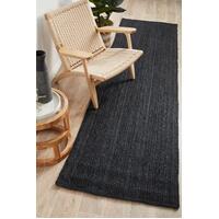 Rug Culture BONDI BLACK Floor Area Carpeted Rug Modern Runner Black 300X80CM