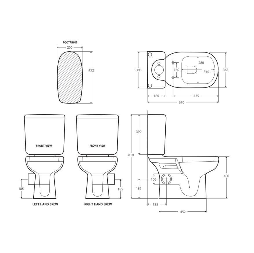 Fienza Toilet Suite Close Coupled Right Skew Trap Liwa 222730WR