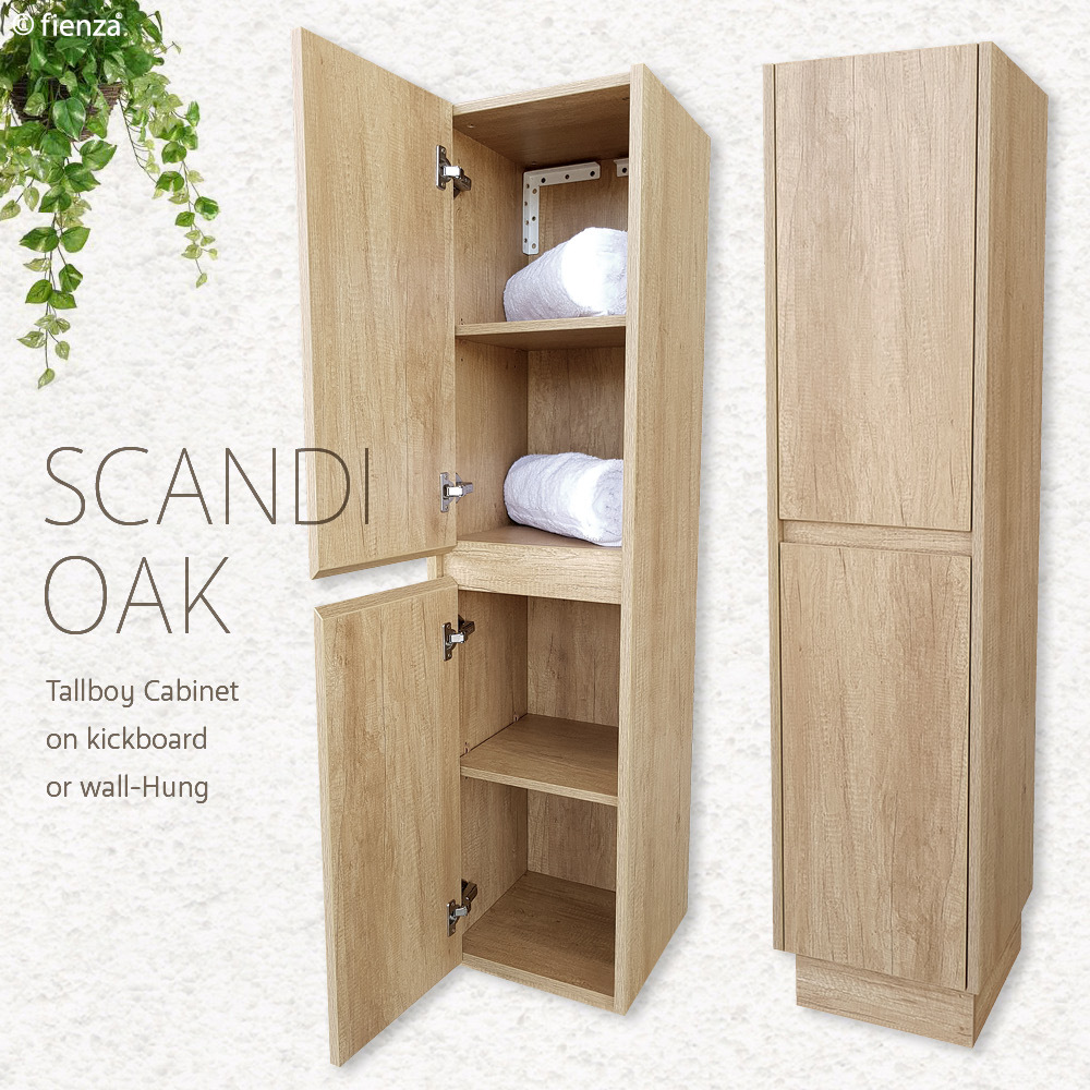 Fienza Edge Scandi Oak Wall Hung Bathroom Tallboy 1400mm TB14S