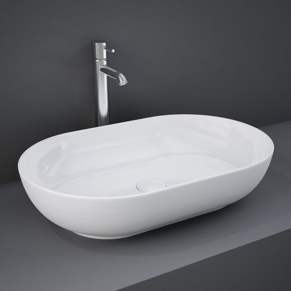 Fienza RAK Feeling Oval Ceramic Above Counter Basin White No Tap Hole