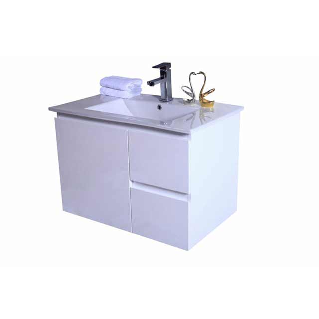 Best BM Bathroom Vanity 750mm 1 Door 2 Drawers Gloss White Wall