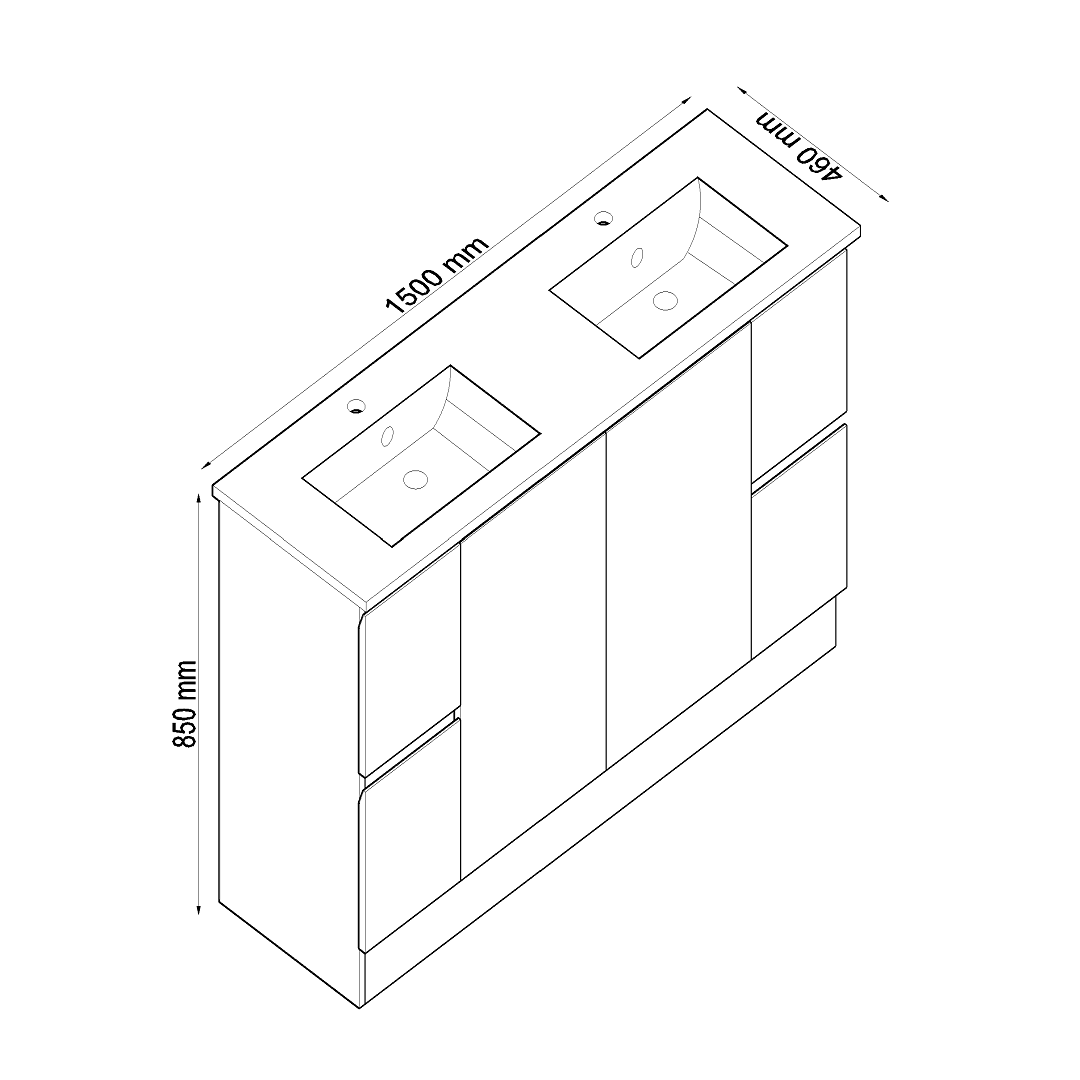 Best BM Bathroom Vanity 2 Doors 4 Drawers 1500 mm Freestanding