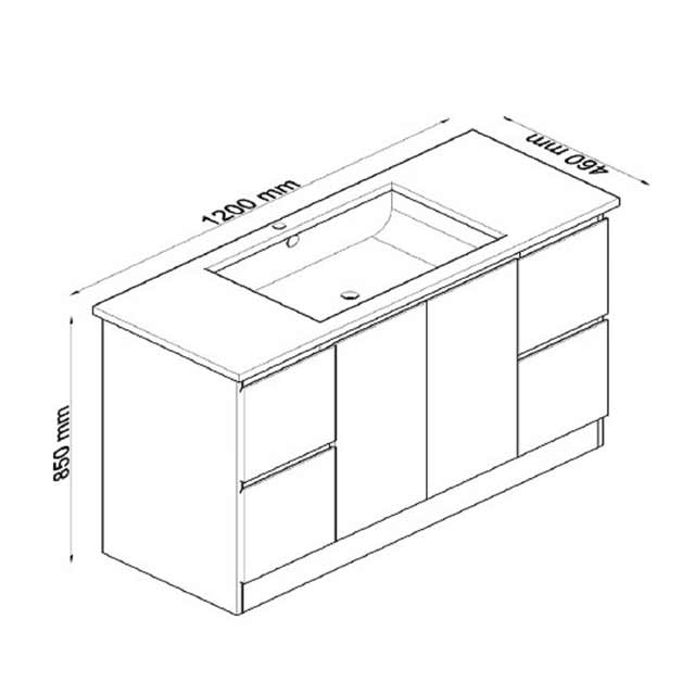 Best BM Bathroom Vanity 2 Doors 4 Drawers 1200 mm Freestanding