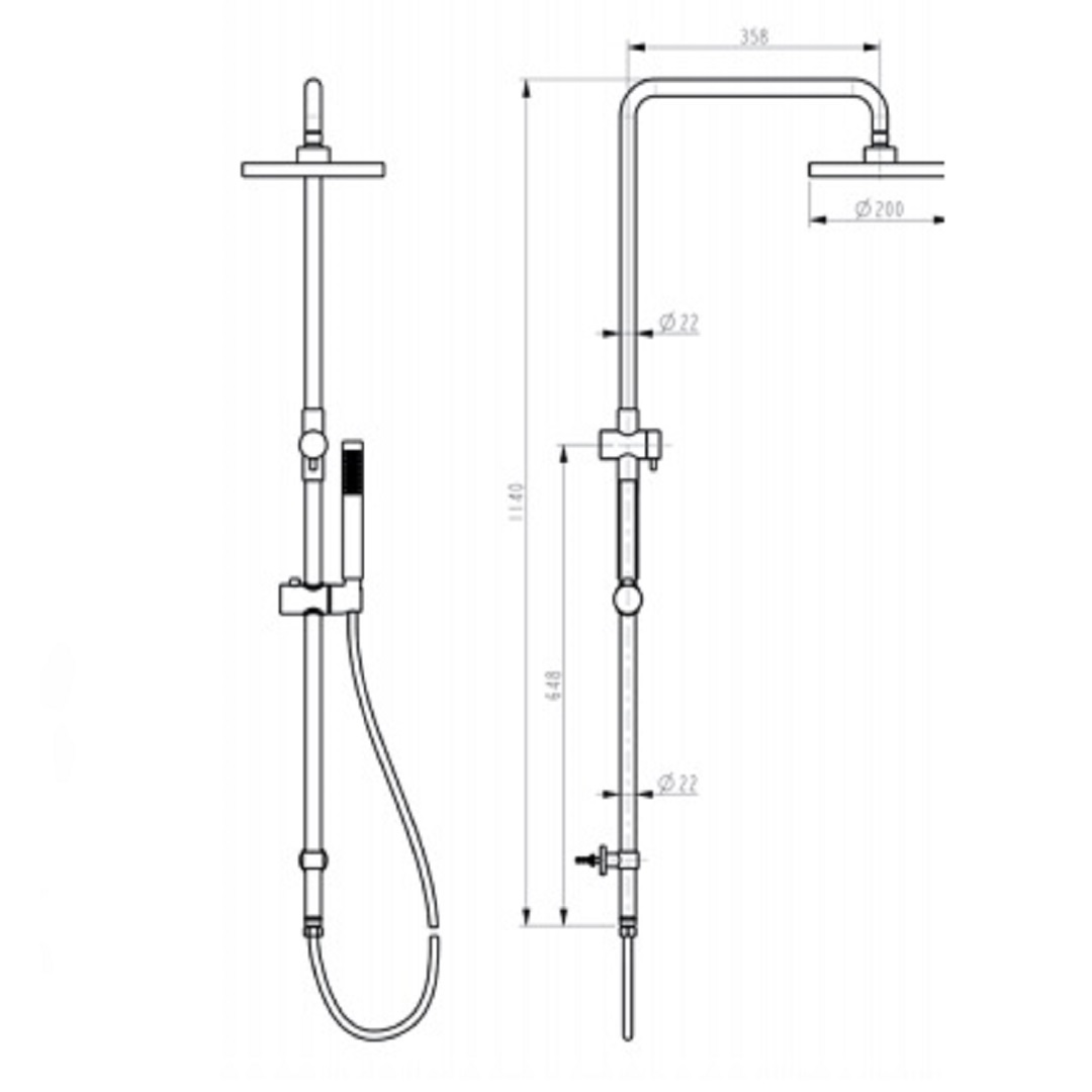 Best BM Round Shower Set BSS04 Single Function Handset 200mm