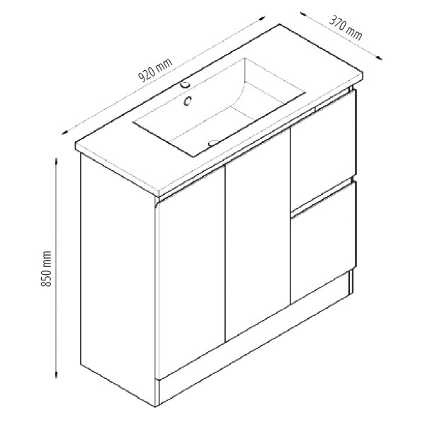 Best BM Bathroom Rio Slimline Freestanding Vanity 900mm 2 Doors