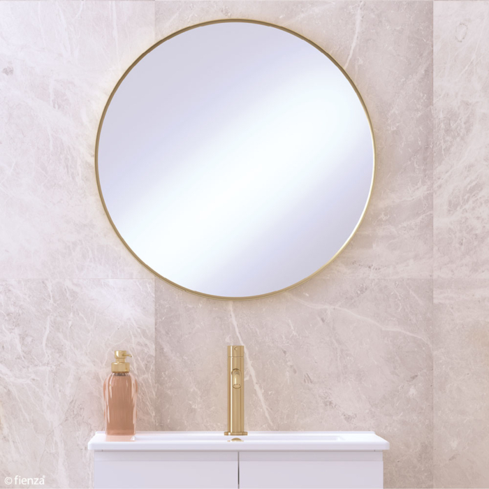 Fienza Urban Brass Round Framed Mirror 800 Bathroom Mirror FMR80UB