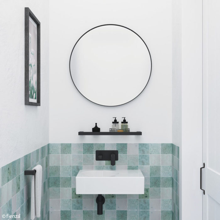 Fienza Matte Black Round Framed Mirror 800 Bathroom Mirror FMR80B