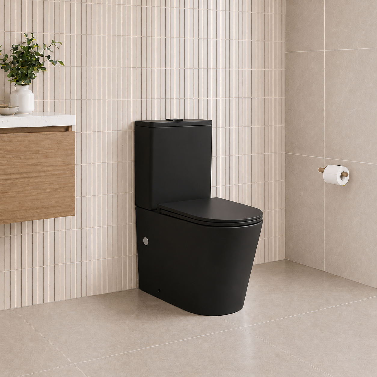 Noveen Vera Matt Black Back to Wall Rimless Toilet Suite T6088RT-MB