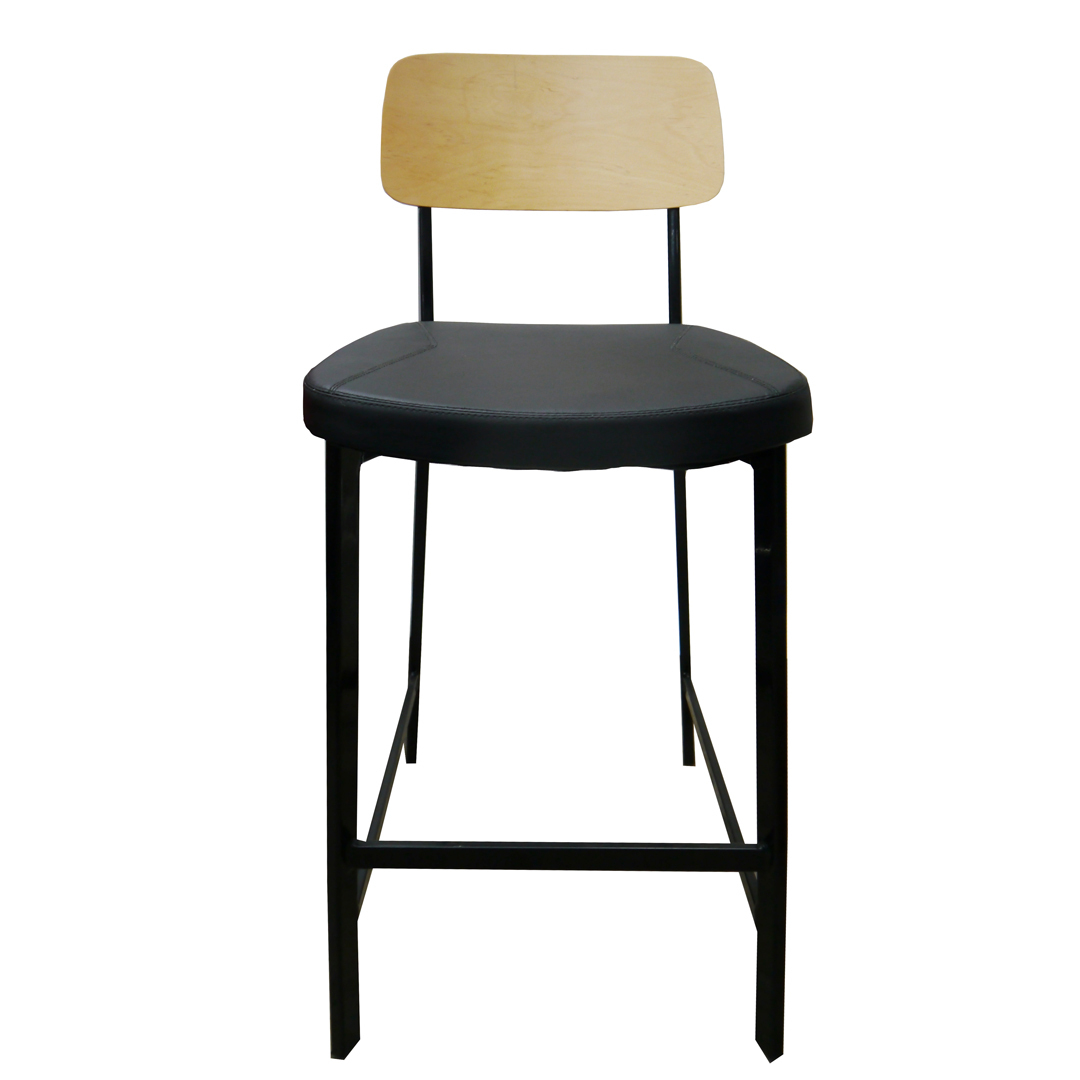 Estelle Bar Stool with Vinyl Padded Seat Black / Birch