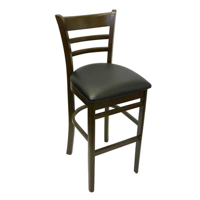 Timber Bar Kitchen Stool Black PU Vinyl Seat Chocolate Frame Brumby