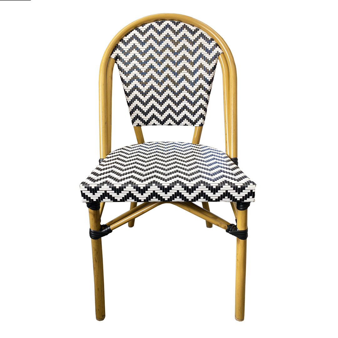 Parisian Cafe Chair Outdoor Dining Chairs Stackable Aluminium Rattan