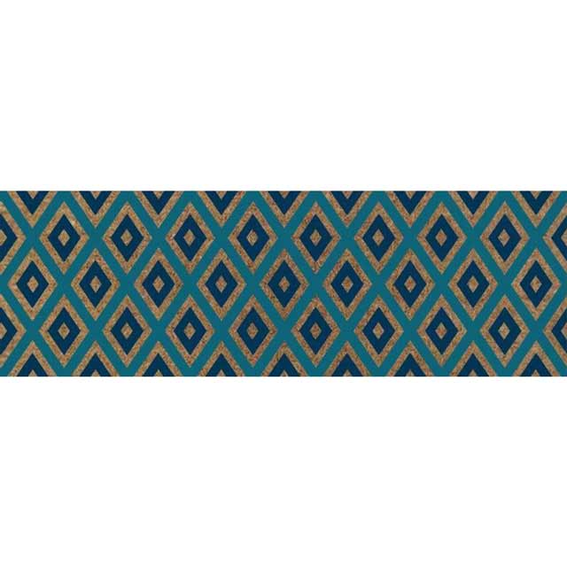 French Door Entrance Mat 119cm x39cm Geometric Doormat Blue Diamond