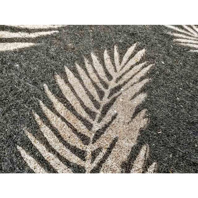 Fern LEAF Grey COIR Door mat Outdoor 80cm x 50cm