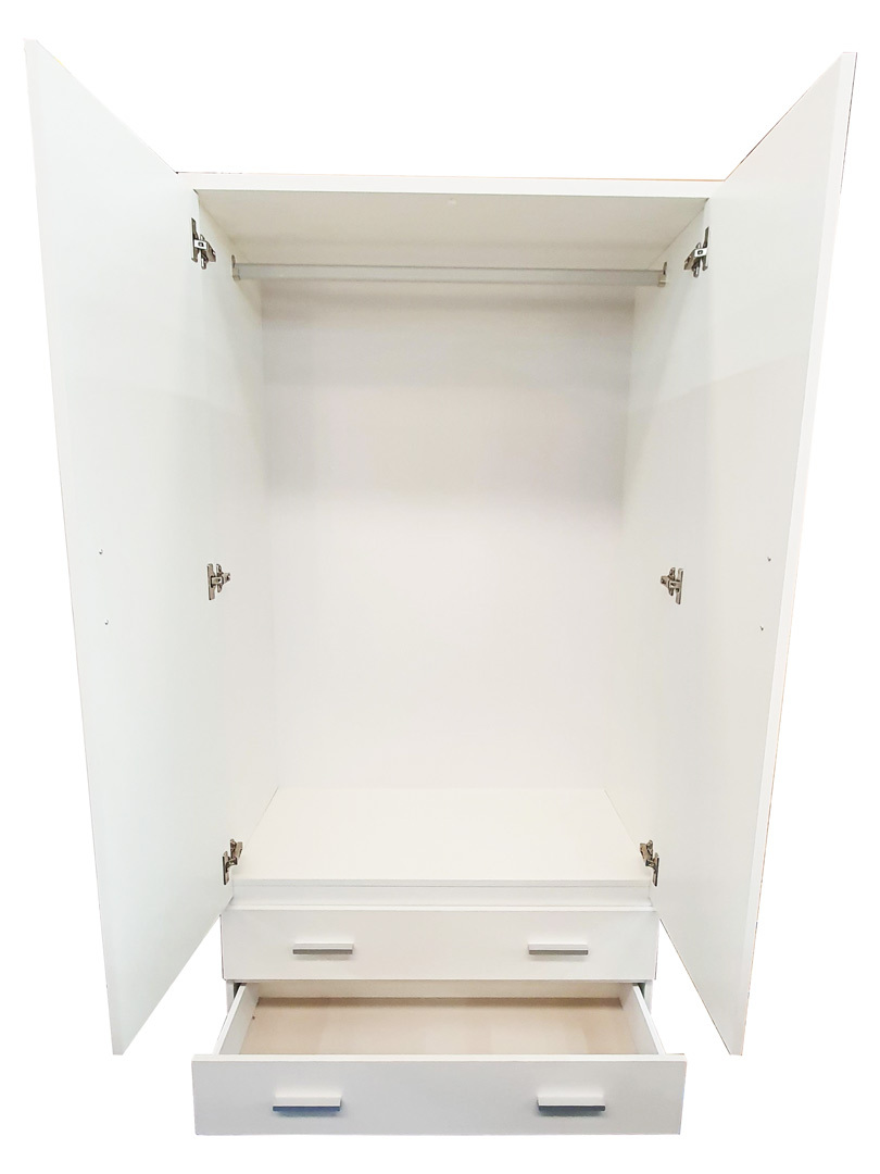 Wardrobe Cabinet Cupboard 2 Door 2 Drawer Clothes Rack Storage Unit ...