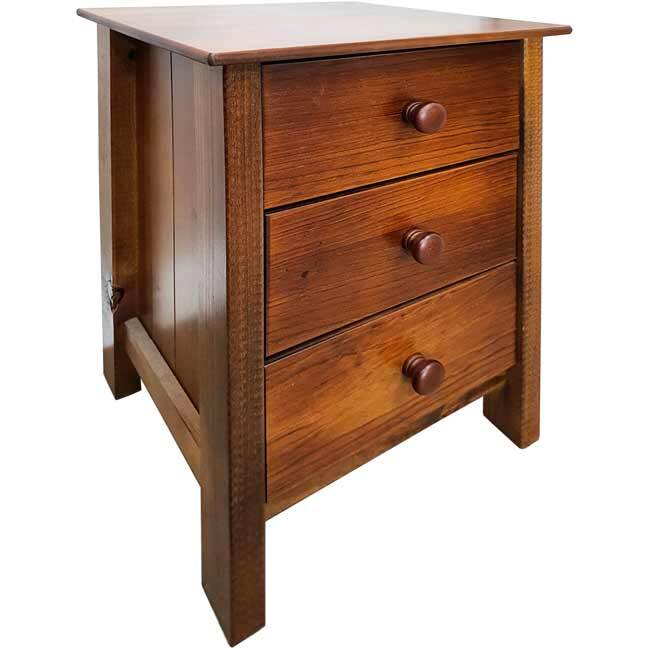 Bedside Table 3 Drawer Chest of Drawers Solid Timber 39cm x 42cm x 61cm