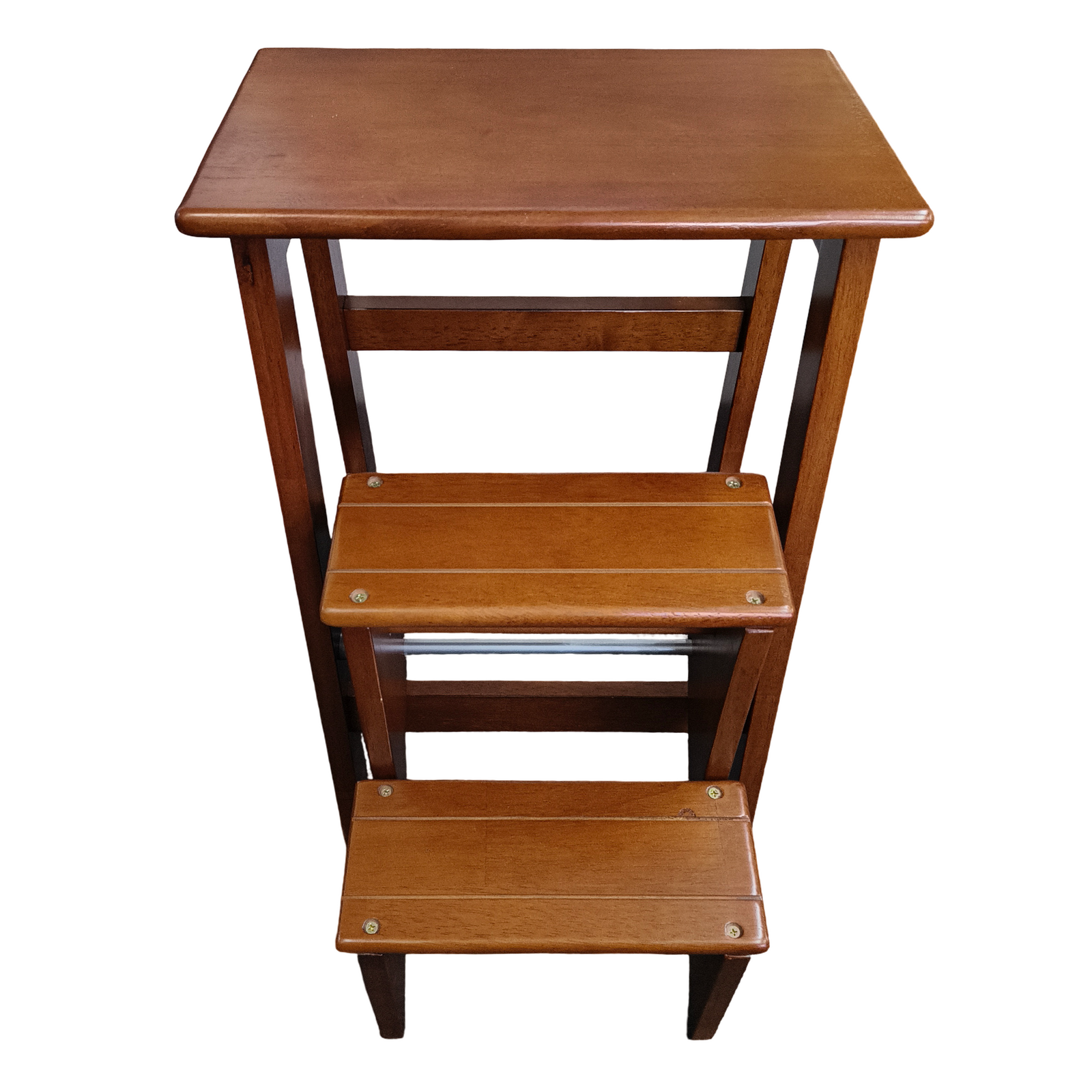 Wooden Step Stool Portable 3 Step Timber Folding Kitchen Ladder Retro ...