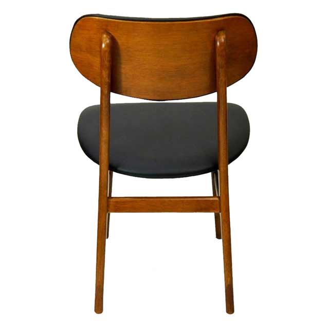 Gangnam Retro Timber Dining Chair Antique Maple with Black Vinyl Padded