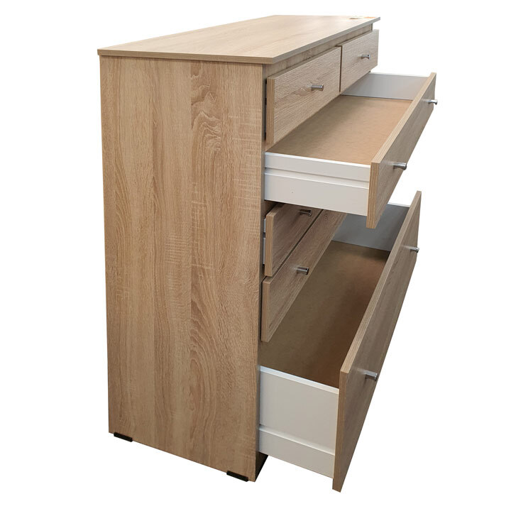 Budget Tallboy 6 Drawer Chest of Drawers Clothes Storage Unit Riteway 36 inch Natural Oak 920 x 400