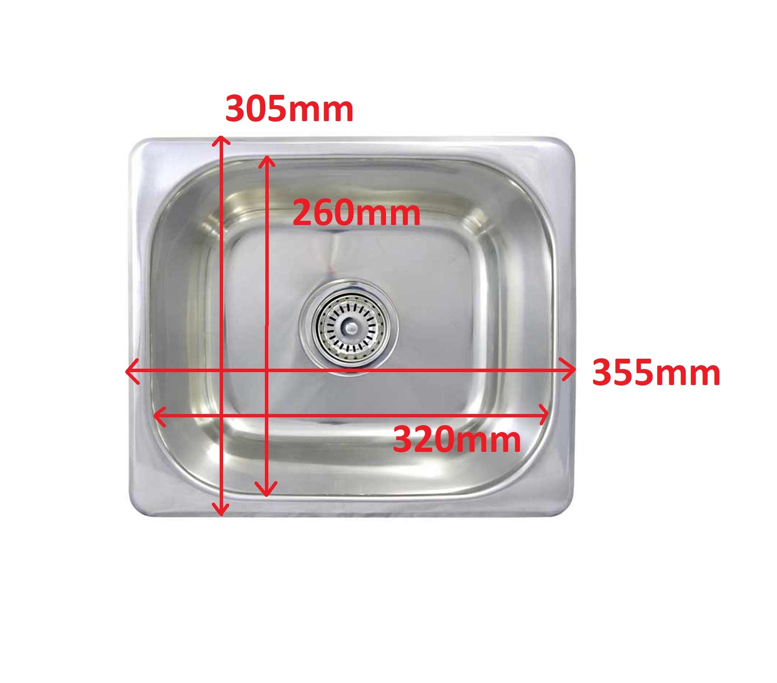 SE3 Small Kitchen Bar Sink 15L Inset Single Bowl 355 x 305 x 130mm