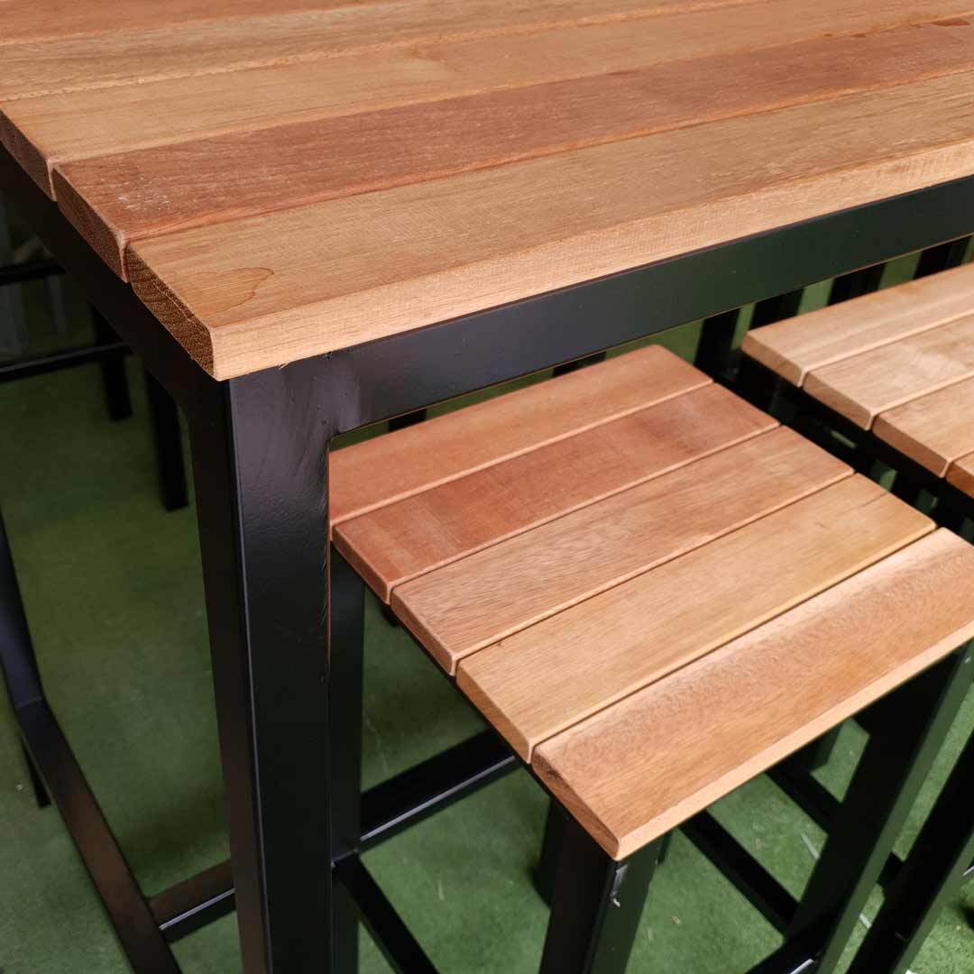 Dining Table and Bench Seats Galvanised Powder Coated Black 2400mm Wide