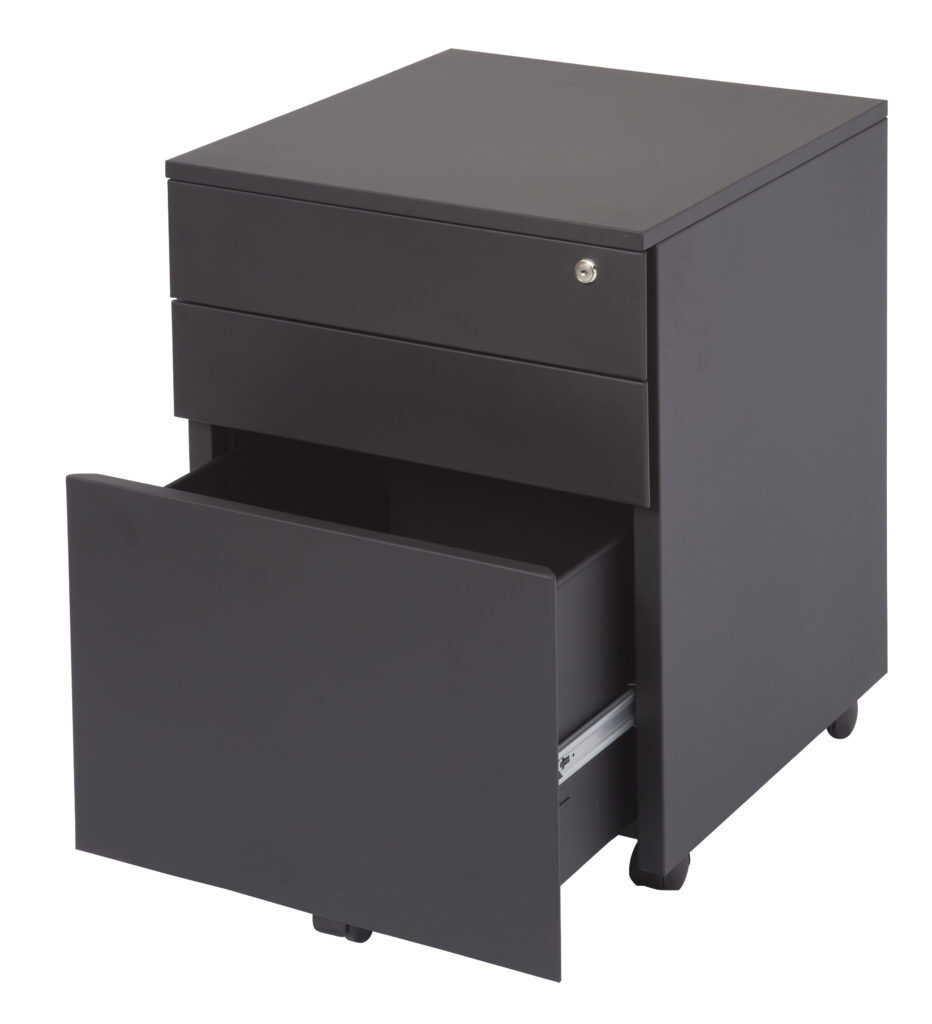 Rapidline Metal Mobile Pedestal Filing 2P 1F Black Satin