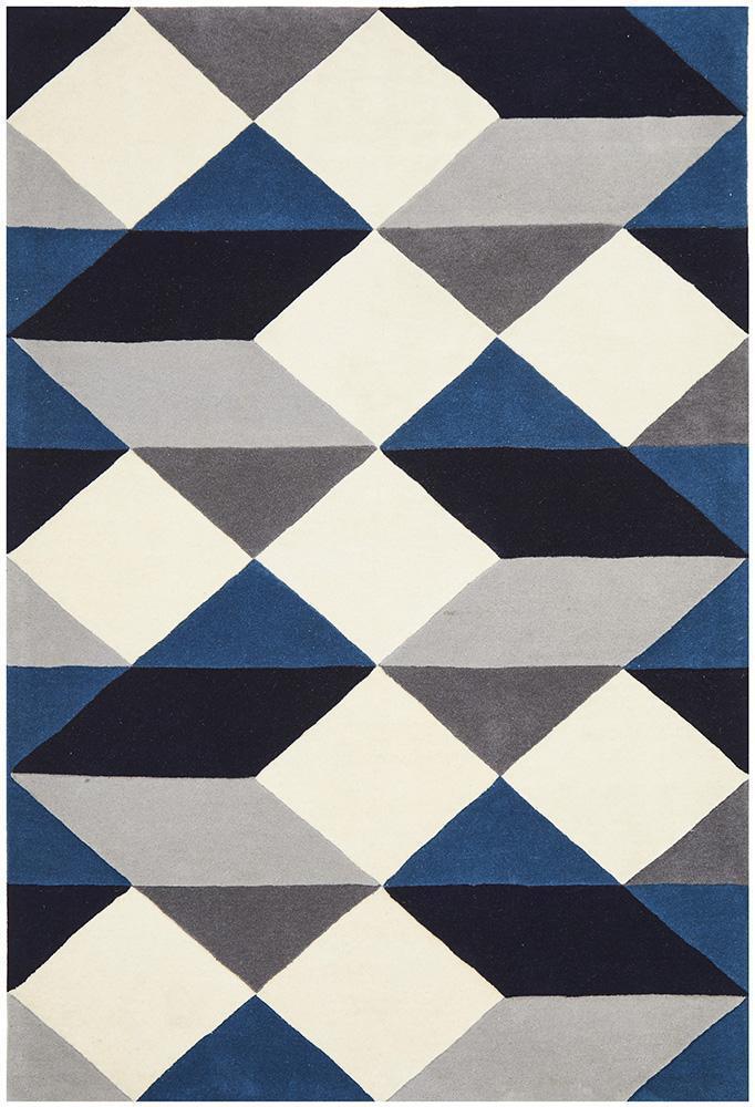 Rug Culture Digital Designer Wool Flooring Rugs Area Carpet Blue Grey
