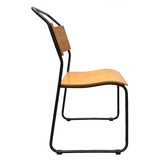 Bauhaus Indoor Chair with Ply Seat and Black Legs Industrial