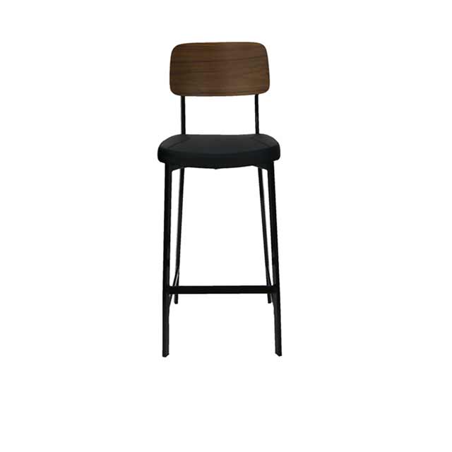 Estelle Bar Stool with Vinyl Padded Seat Dark Walnut