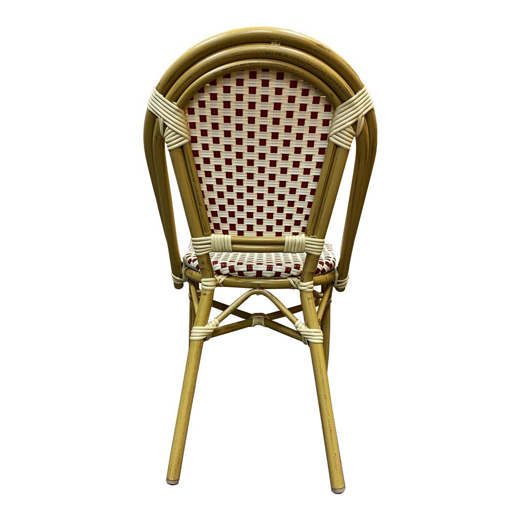 Paris Aluminium Rattan Outdoor Wicker Parisian Bistro Cafe Chair Red