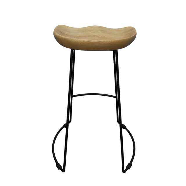 Massey Vintage Kitchen Stool Black Metal Legs Natural Timber 72cm