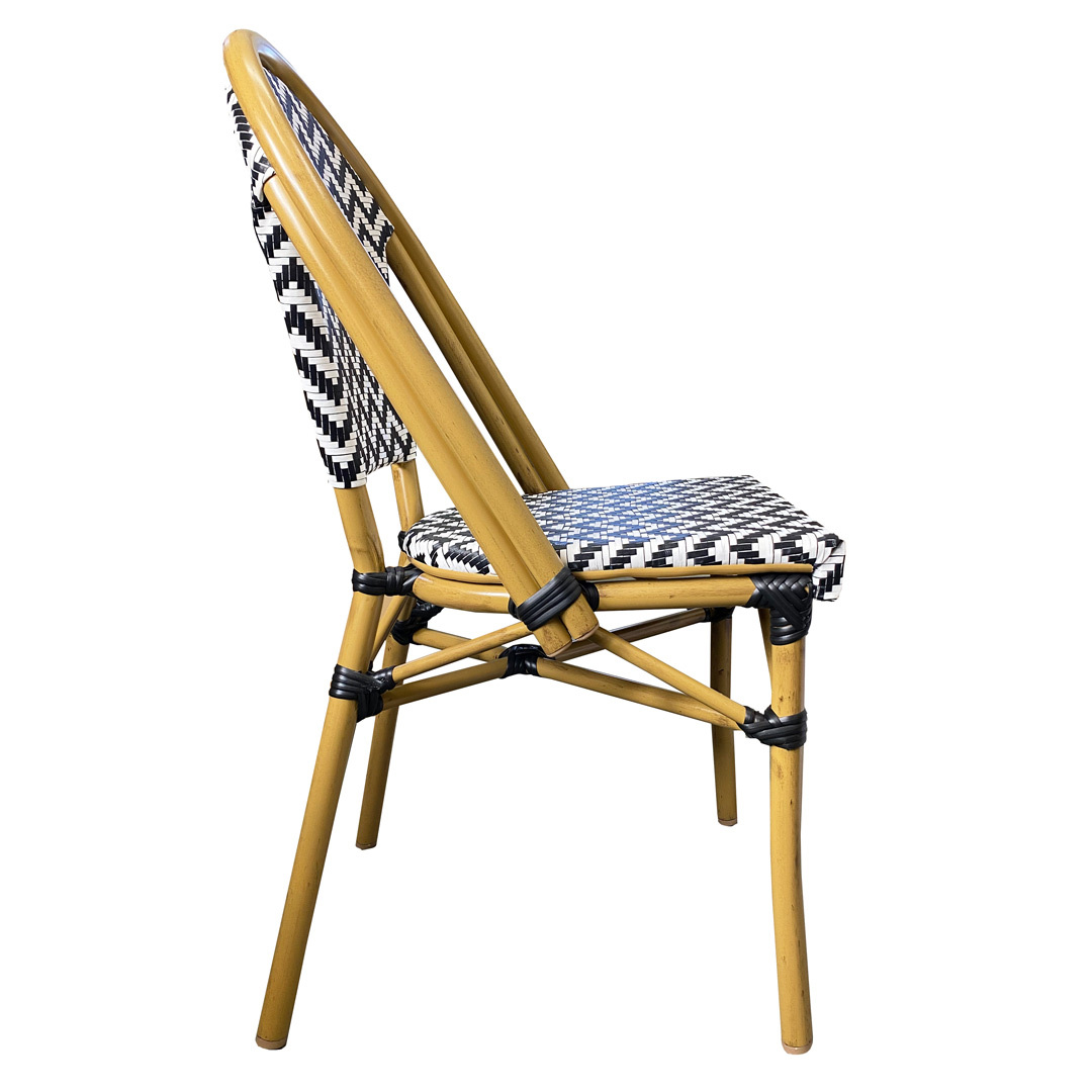 Parisian Cafe Chair Outdoor Dining Chairs Stackable Aluminium Rattan
