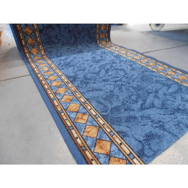Cheops Hall Runner 67cm wide Hallway Carpet Rubber Backed Blue