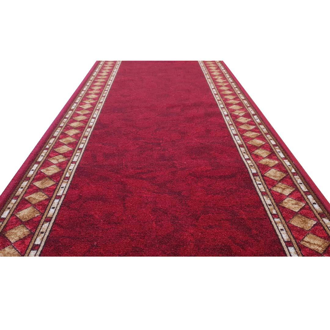 Cheops Rubber Backed Hall Runner 67cm wide Hallway Carpet Red