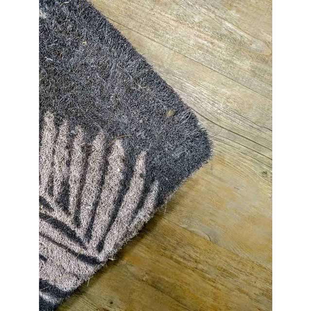 Fern LEAF Grey COIR Door mat Outdoor 80cm x 50cm