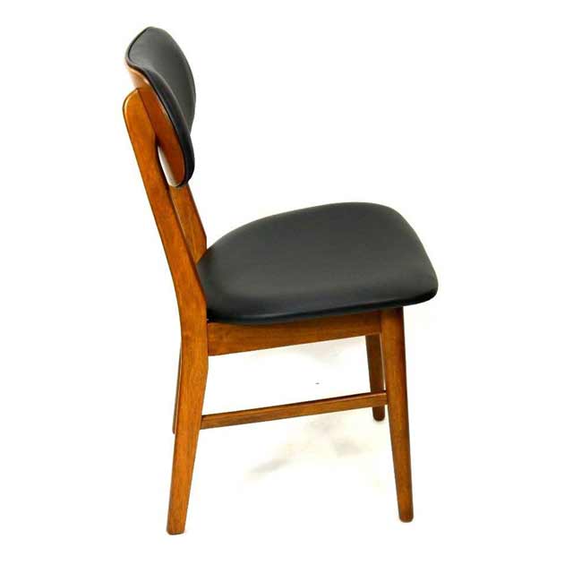 Gangnam Retro Timber Dining Chair Antique Maple with Black Vinyl Padded