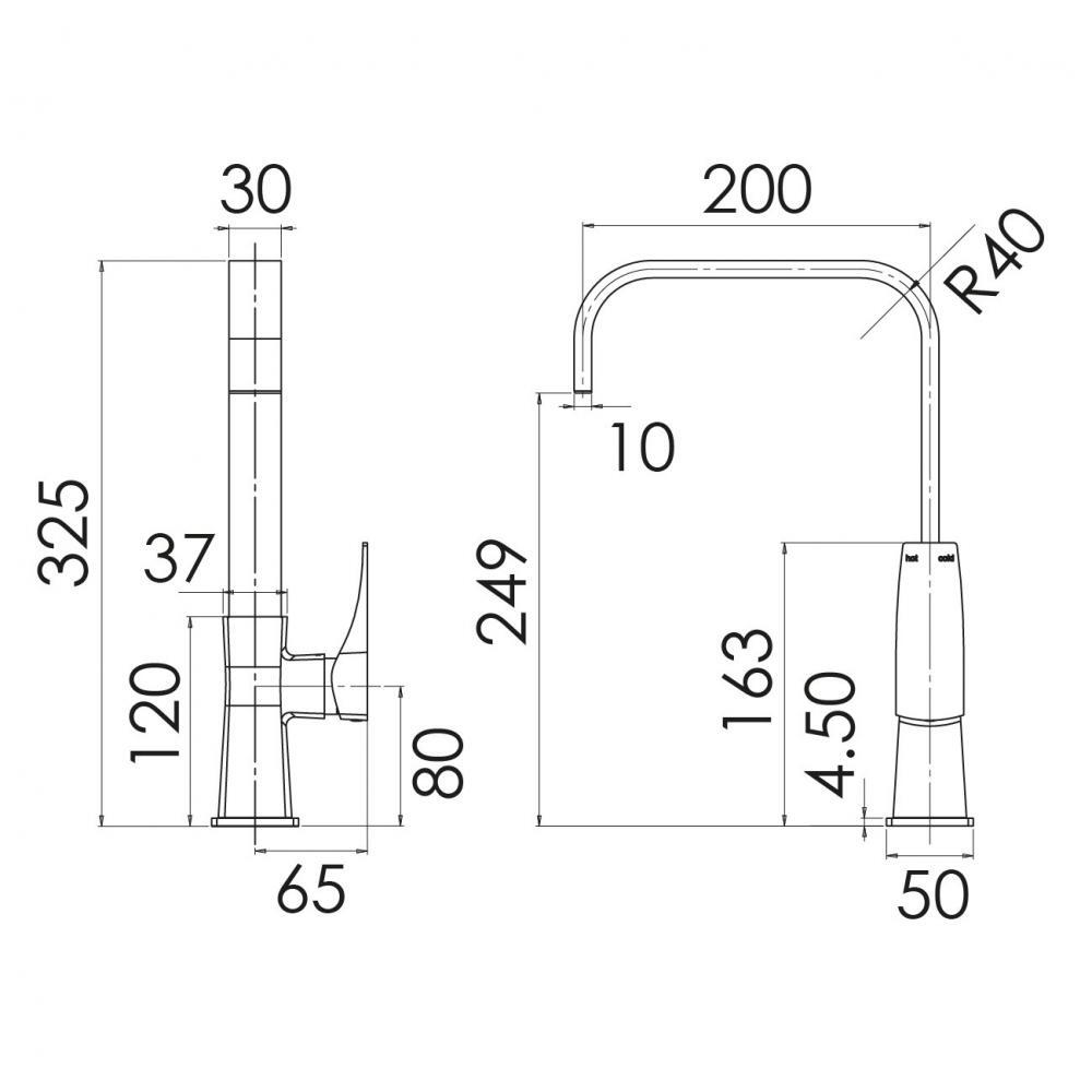 Phoenix Kitchen Sink Mixer 200mm Squareneck Faucet Chrome Tap Argo