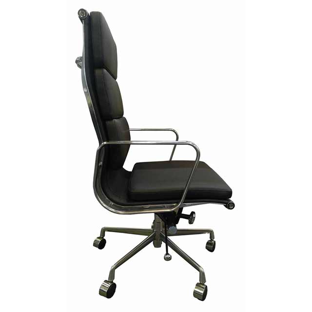GOP Executive Office Chair Italian Leather High Back Manta Black