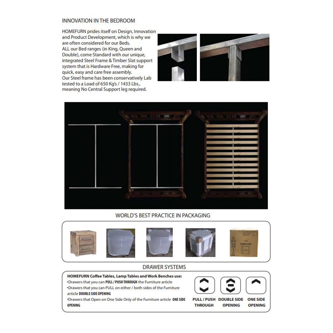 Homefurn Double Bed NZ Grade Pine Timber Arizona Country Walnut 1013 AFD