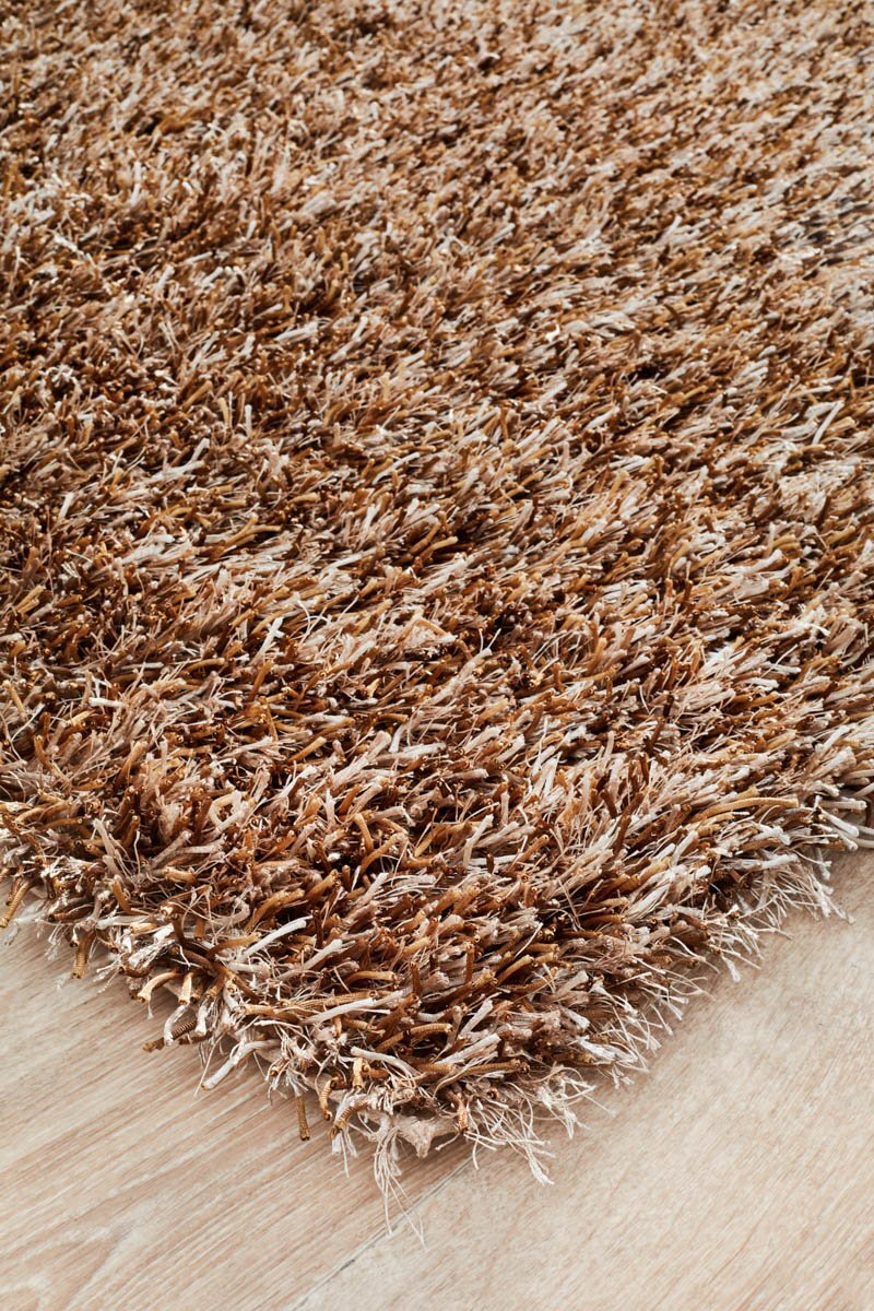 Rug Culture Metallic Noodle Shag Flooring Rugs Area Carpet Beige 165x115cm
