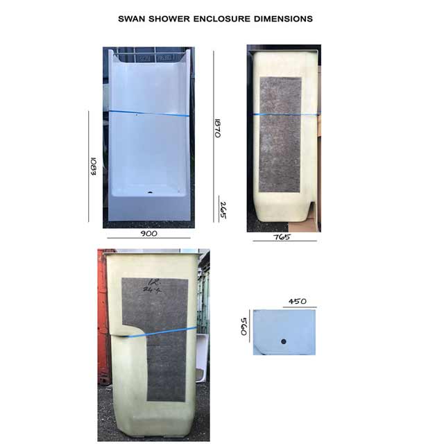 Swan Street Bathroom Recess Shower Enclosure & Soap Holder Fibreglass