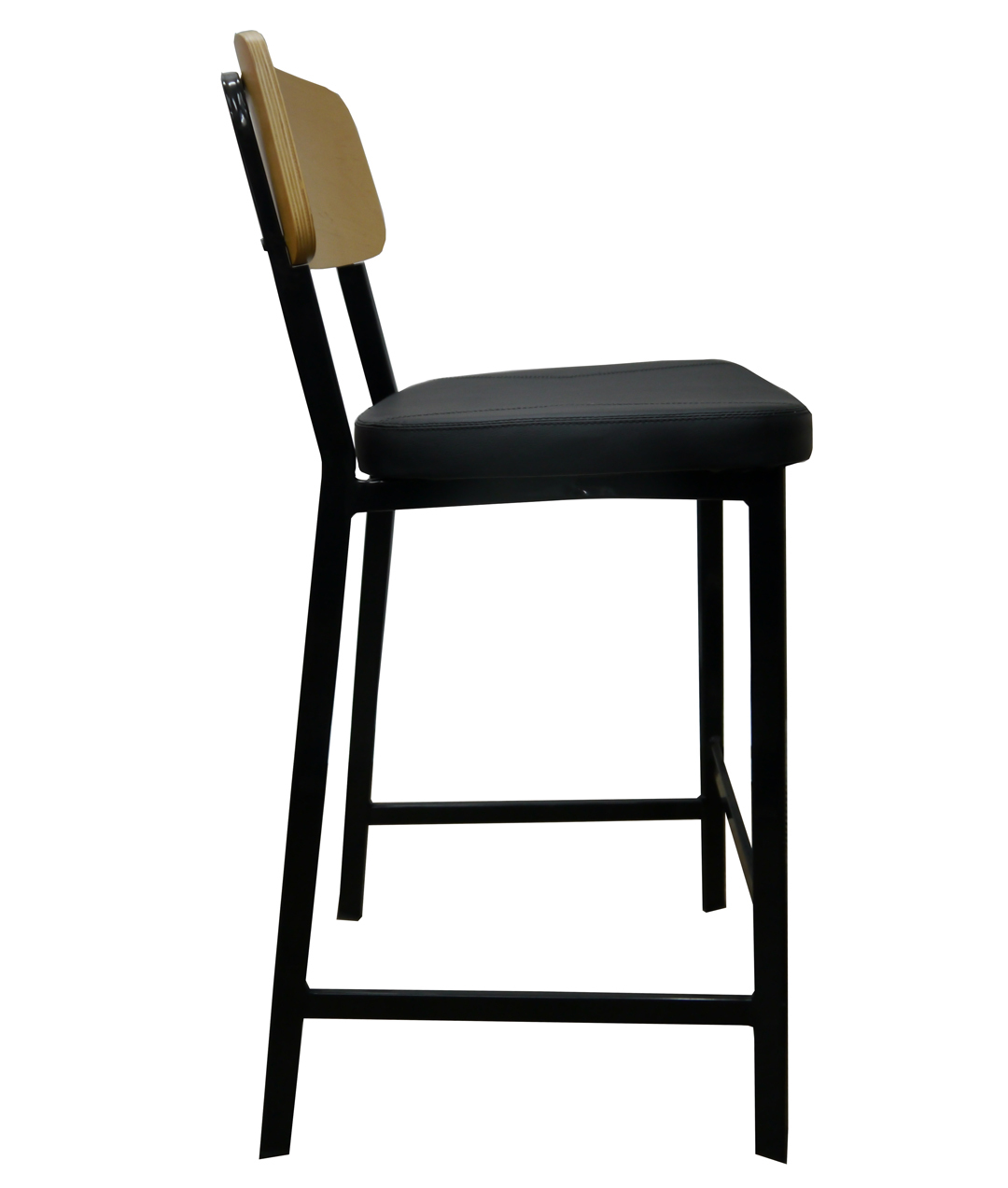 Estelle Bar Stool with Vinyl Padded Seat Black / Birch