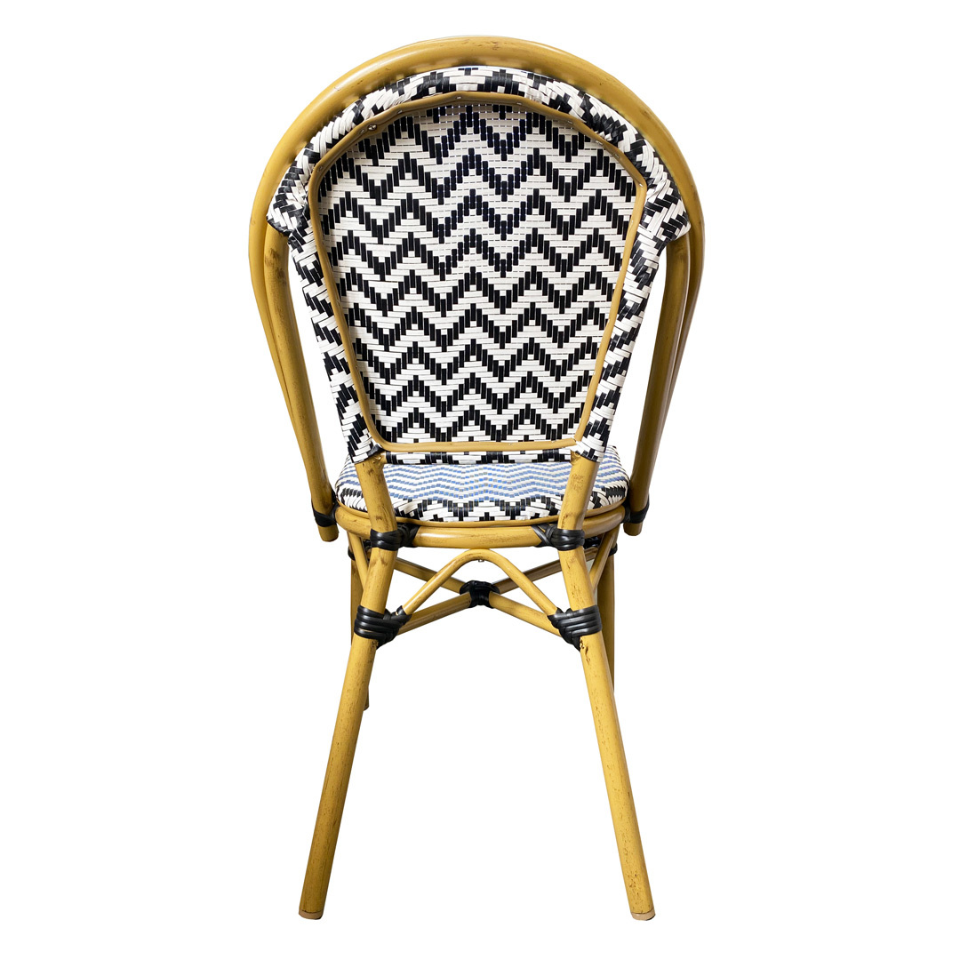 Parisian Cafe Chair Outdoor Dining Chairs Stackable Aluminium Rattan