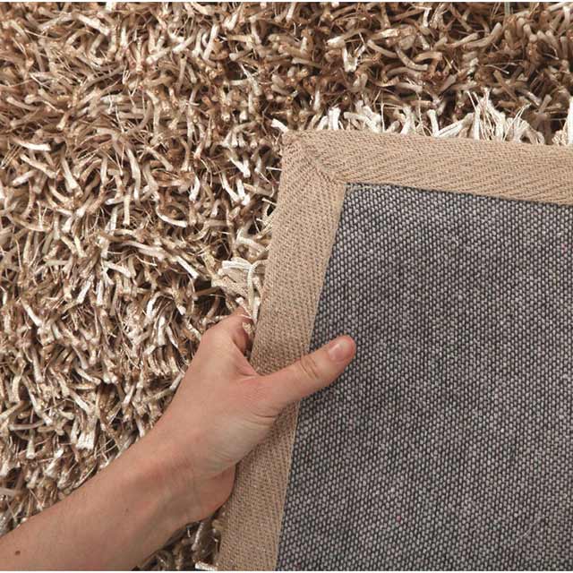 Rug Culture Metallic Noodle Shag Flooring Rugs Area Carpet Cream 225x155cm