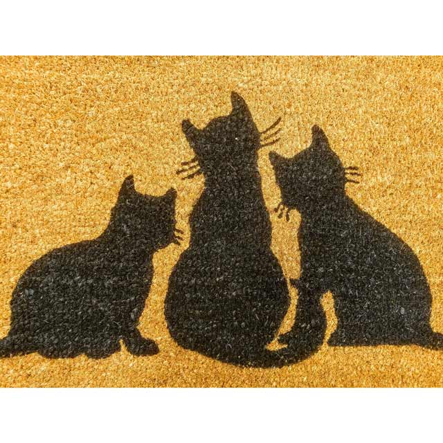 Front Doormat 45cm x 75cm Heavy Duty Coir Outdoor Door Mats 3 Cats
