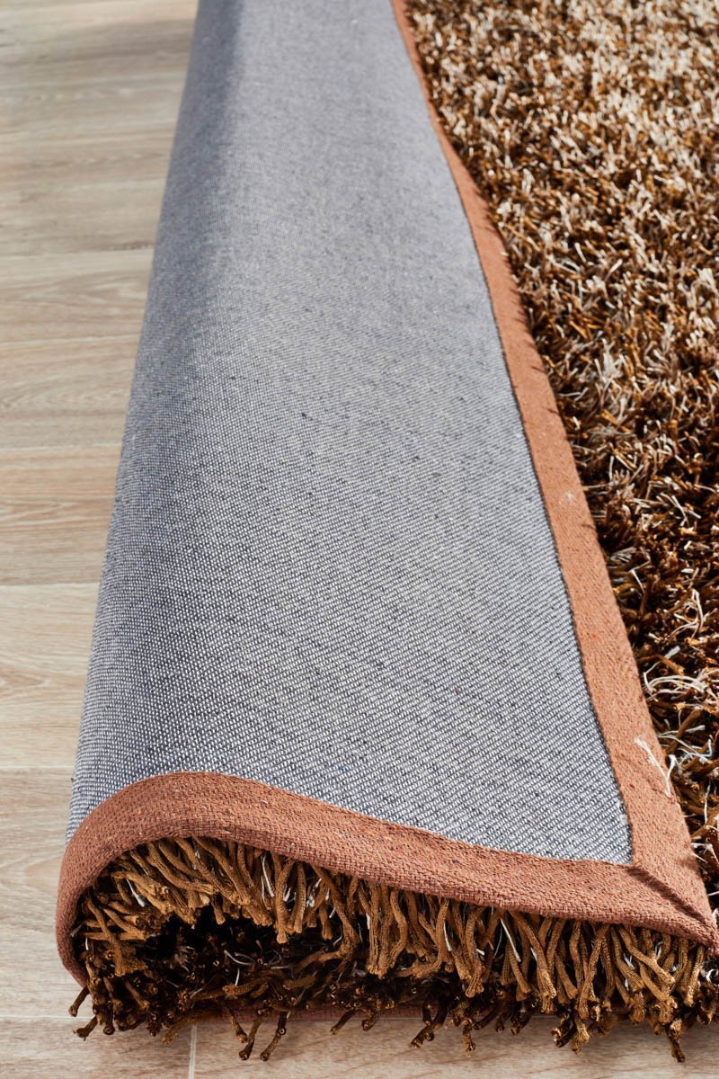 Rug Culture Metallic Noodle Shag Flooring Rugs Area Carpet Brown Beige